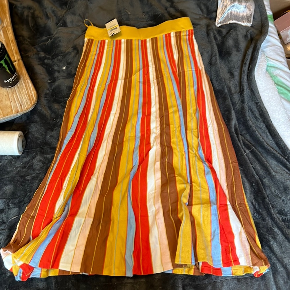 Striped long rainbow skirt new